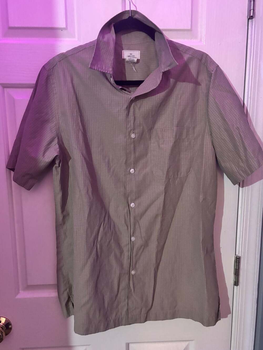 Dockers Short Sleeve Button Down Shirt Size M Green Plaid